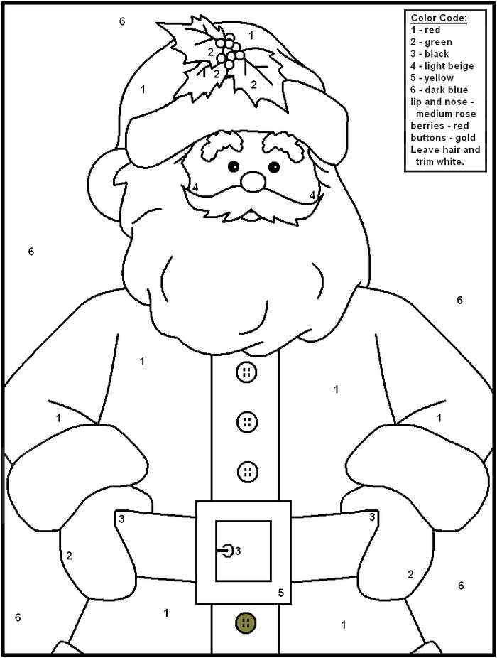 Santa Christmas Color By Number