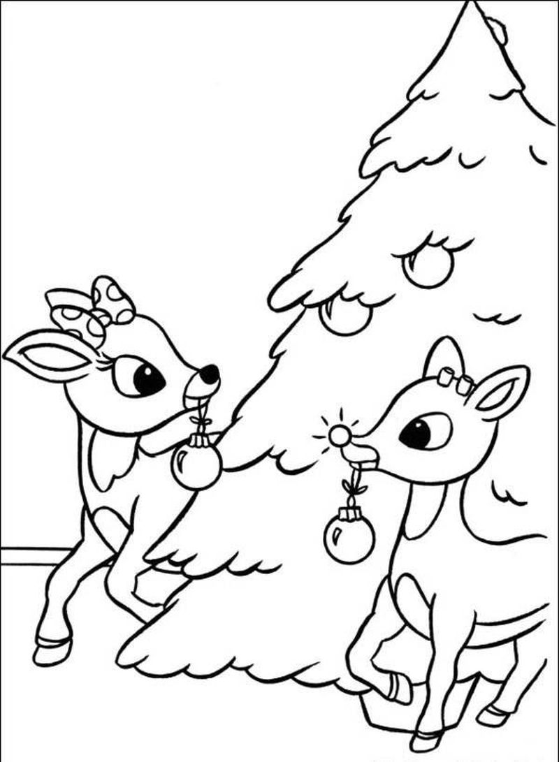 Santa Coloring Pages With Reindeer