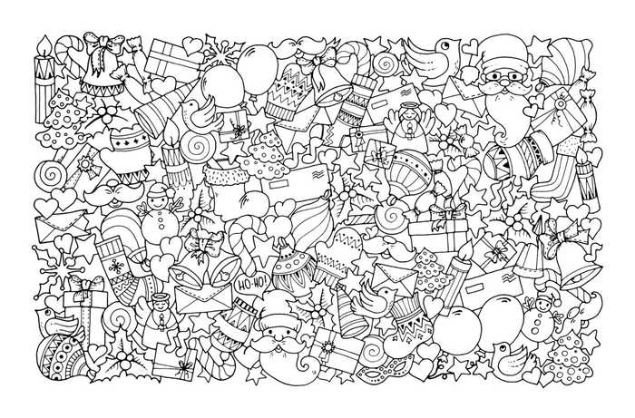 Santa Design Coloring Page For Adults