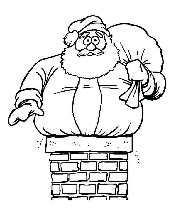 Santa In Chimney Coloring Page