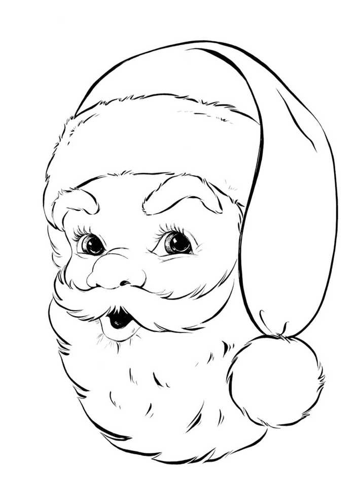 Santas Face Coloring Pages For Preschoolers 1