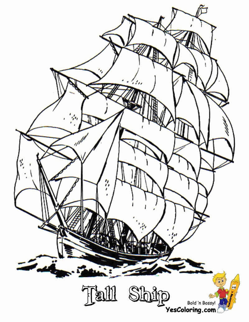 Schooner Ship Coloring Page