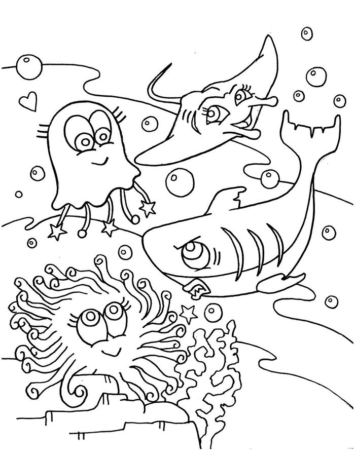 Sea Animals Coloring Pages Kids