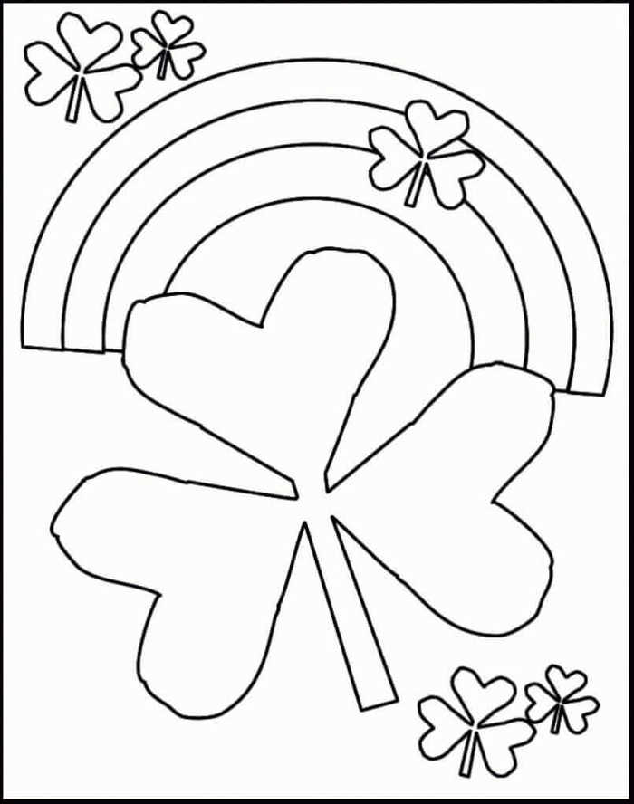 Shamrock And Rainbow Coloring Page
