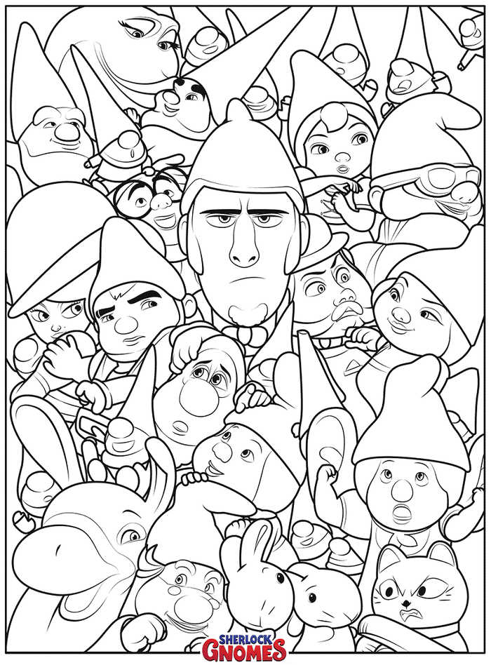 Sherlock Gnomes Characters Coloring Pages