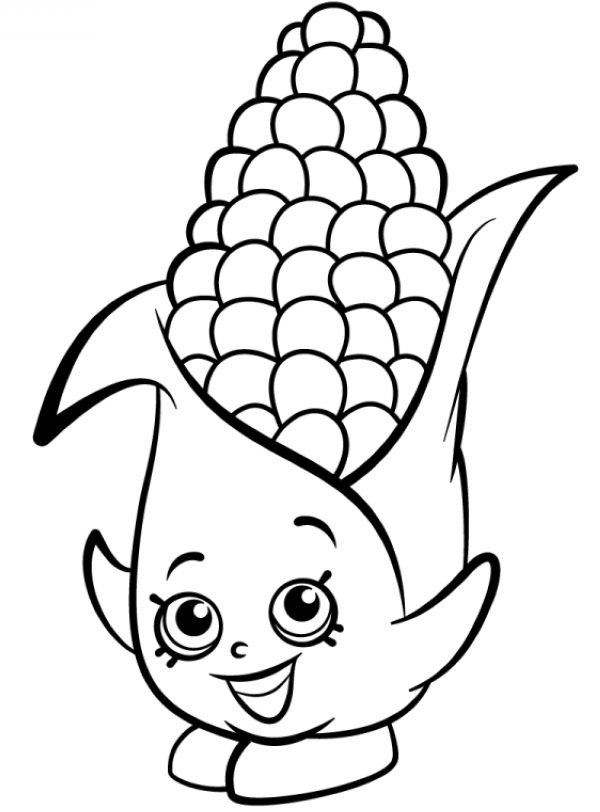 Shopkins Corn Smiling Coloring Page