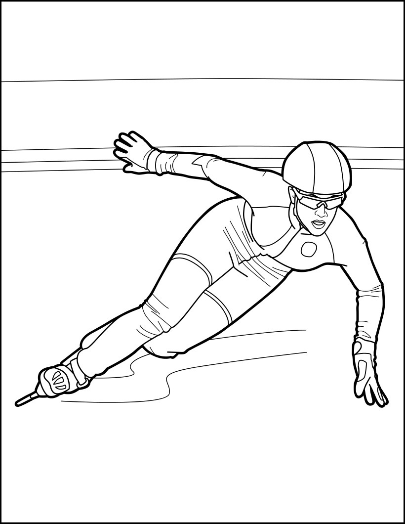 short track speed skater coloring pages