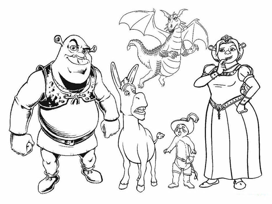 Shrek And All Characters Coloring Pages