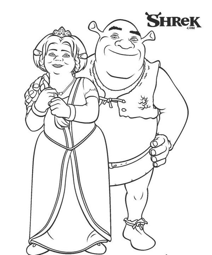 Shrek And Fiona Coloring Pages