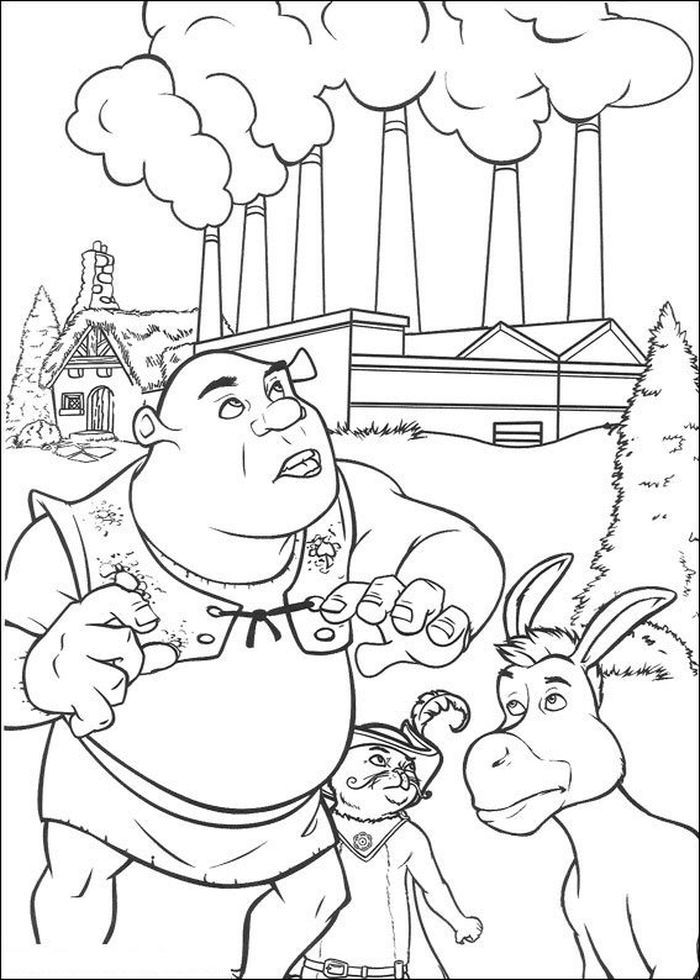 Shrek Coloring Pages Donkey With Puss