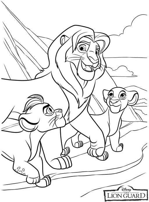 Simba Kiara And Kion Coloring Page