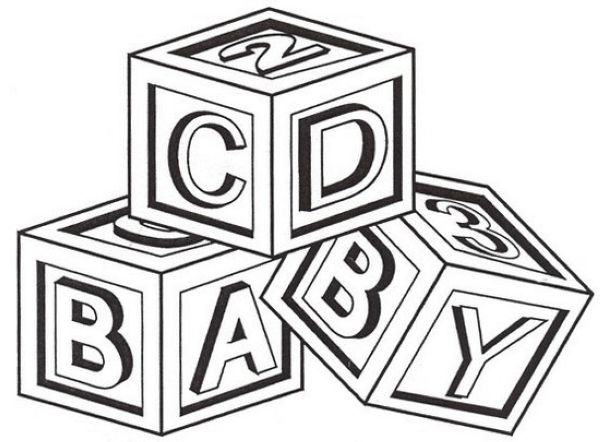 Simple ABC Blocks Coloring Page
