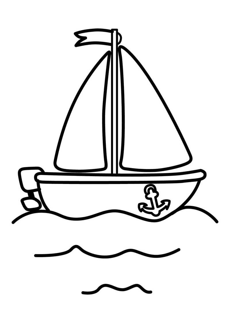 Simple Boat Coloring Sheet