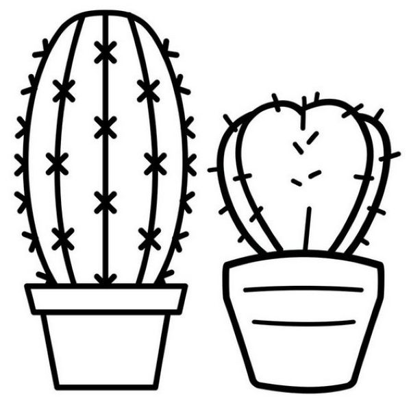 Simple Cactus Coloring Page for Kids