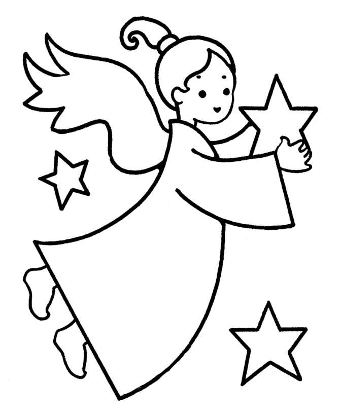 Simple Cartoon Angel Coloring Page