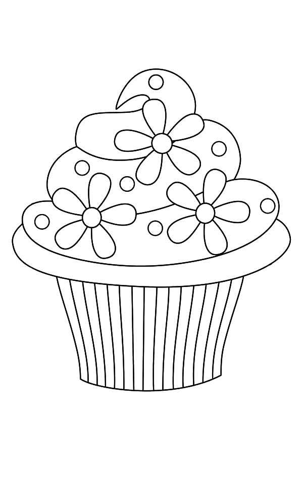 Simple Cupcake Coloring Pages