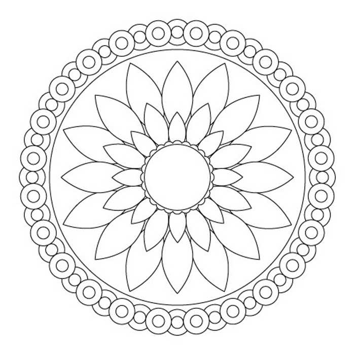 Simple Lotus Mandala For Kids To Color