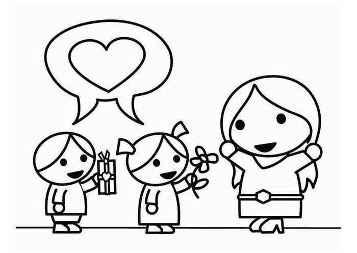 Simple Mothers Day Coloring Pages