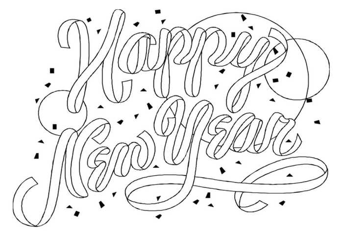 Simple New Year Coloring Page