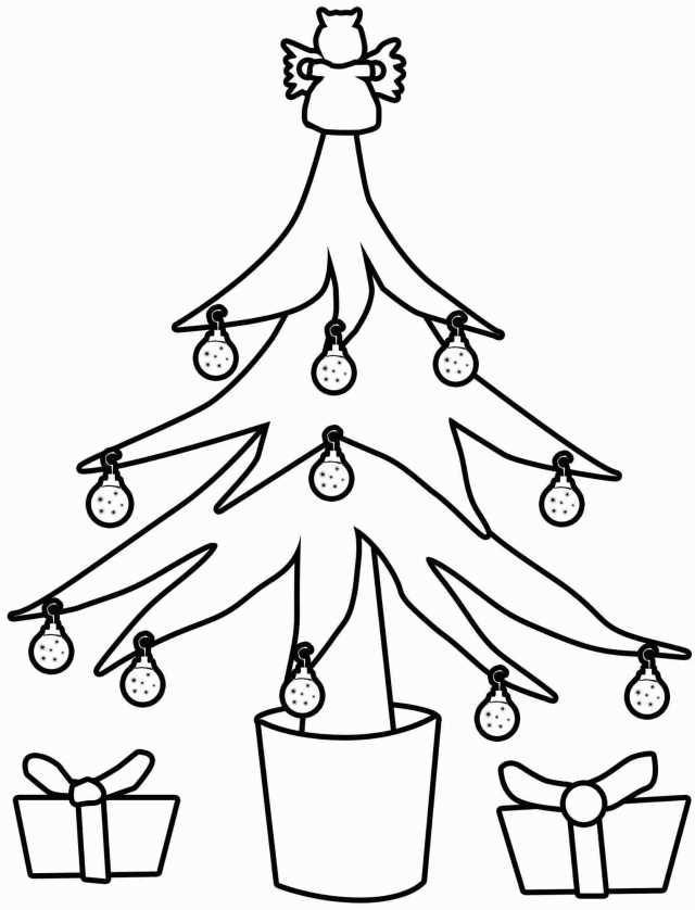 Simple Ornaments On Christmas Tree Coloring Page