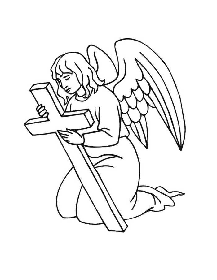 Simple Religious Angel Coloring Page