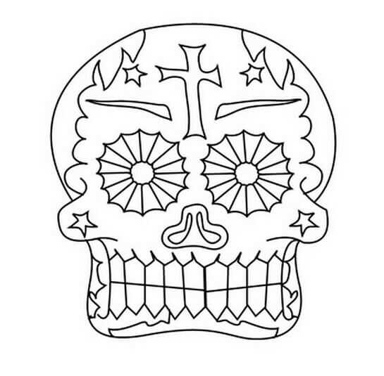 Simple Sugar Skull Coloring Pages