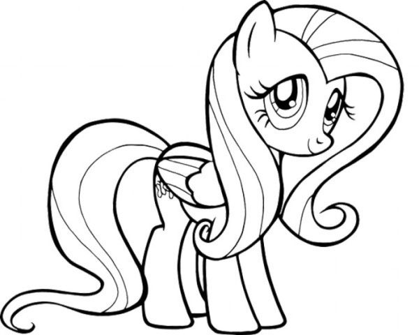 Simple fluttershy coloring pages