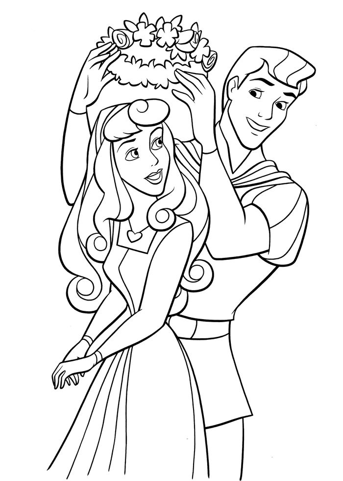 Sleeping Beauty And Prince Coloring Pages