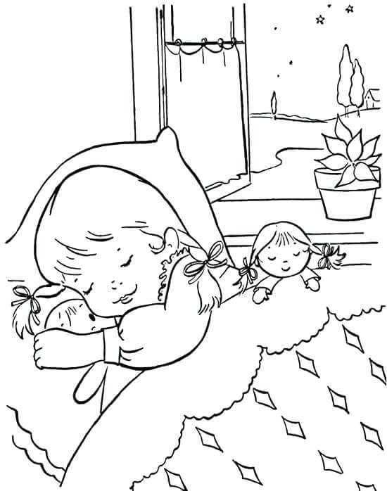Sleepy Winter Coloring Page