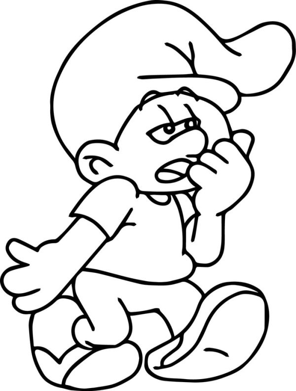 Sleepy cute baby smurf coloring page