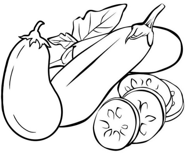 Slices of Eggplant Coloring Page