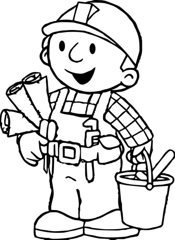 Smile bob the builder coloring pages