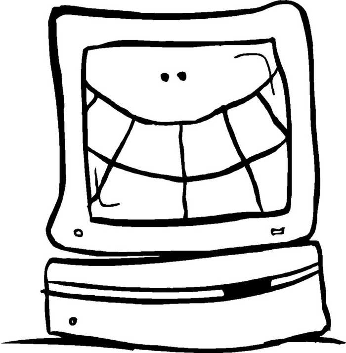 Smiling Computer Sketch Coloring Page