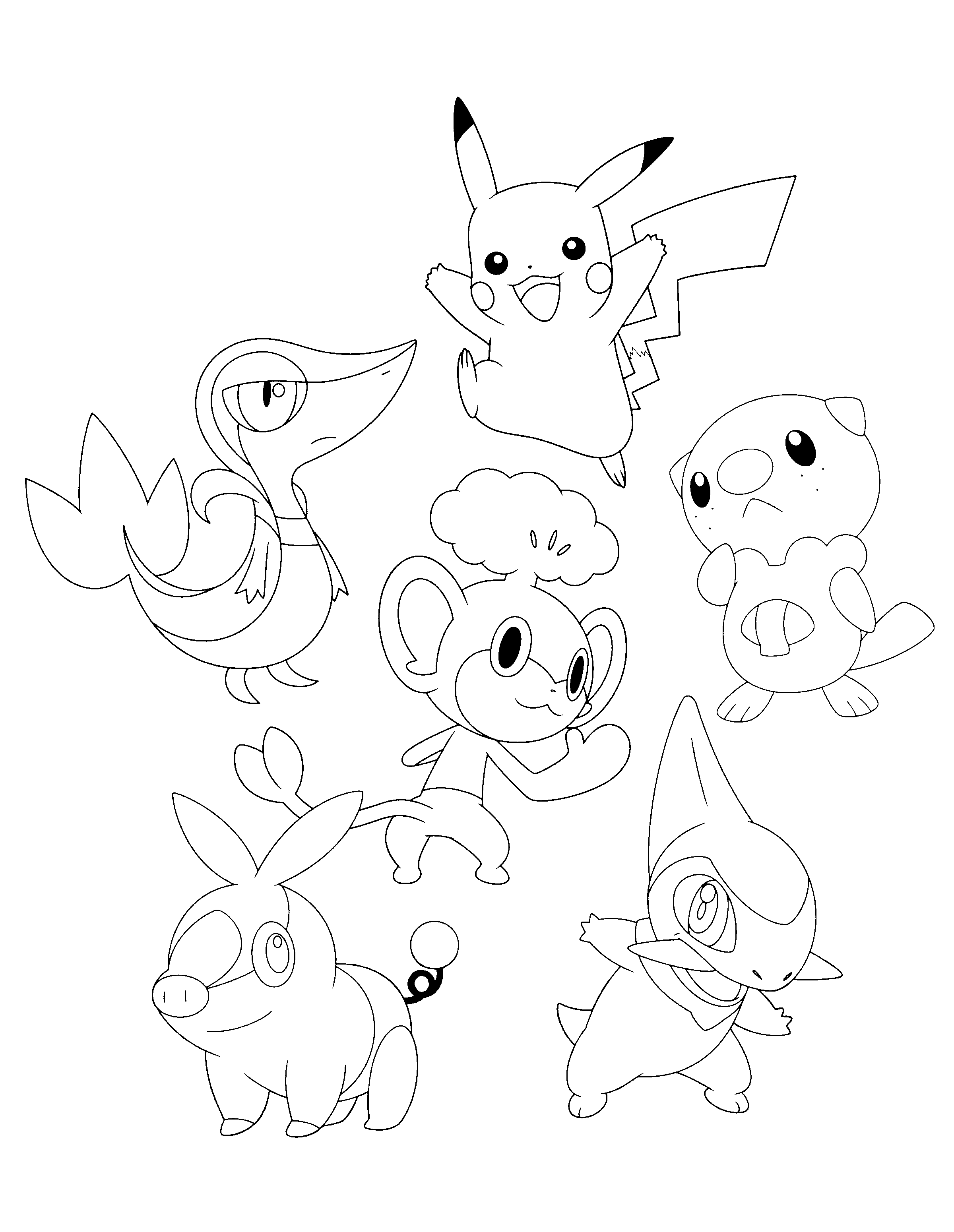 snivy and friends coloring pages