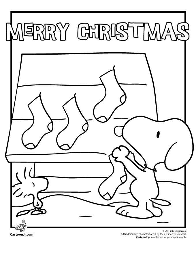 Snoopy Christmas Coloring Page