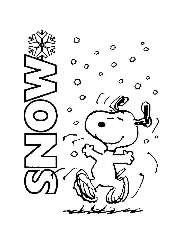 Snoopy Christmas Snow Coloring Page