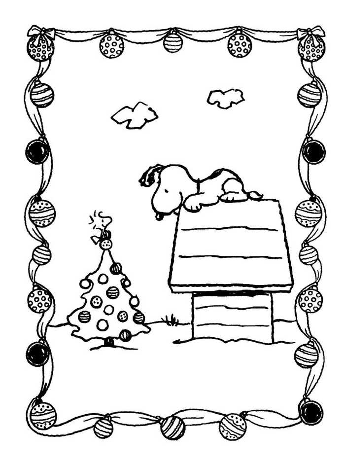 Snoopy Christmas Tree Coloring Page