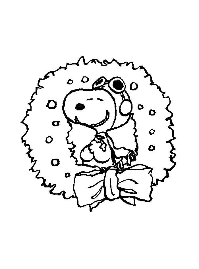 Snoopy Wreath Coloring Page