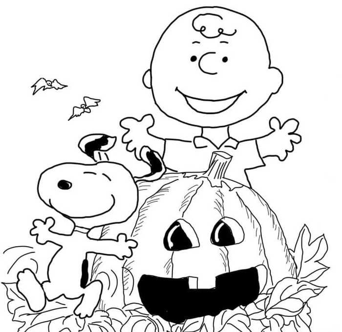 Snoopy and Friend Halloween Coloring Pages