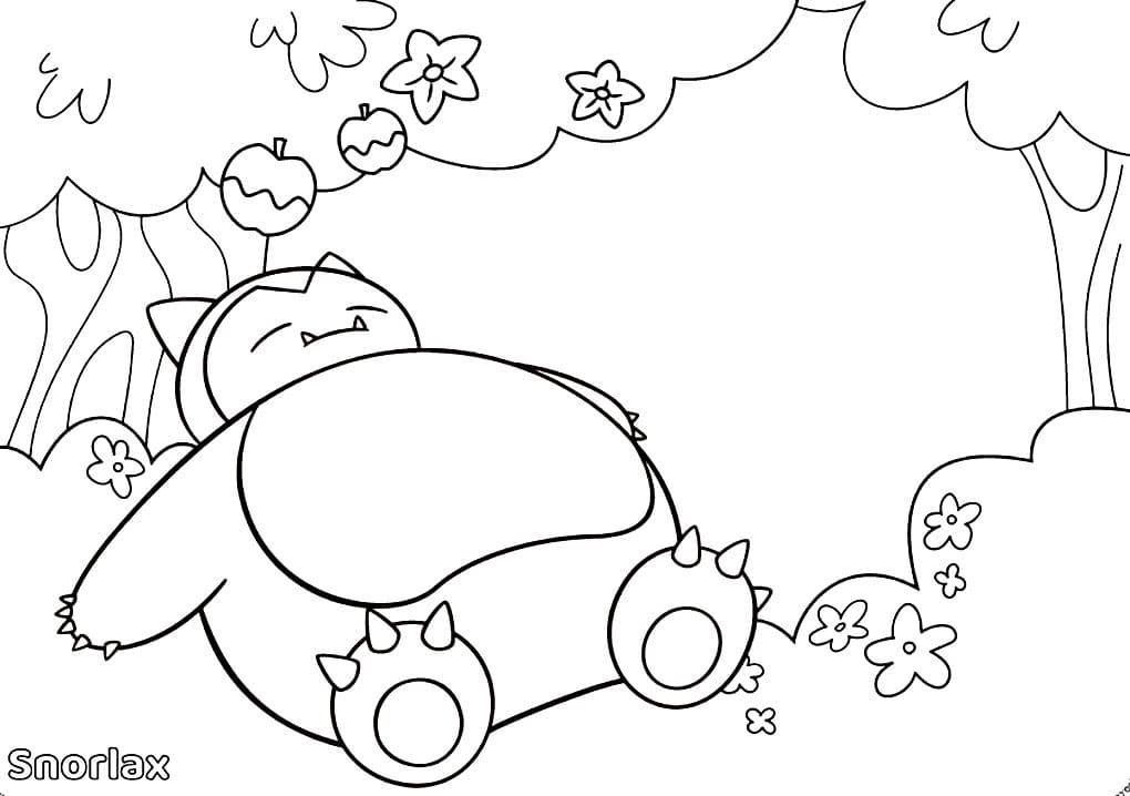 snorlax sleeping coloring page