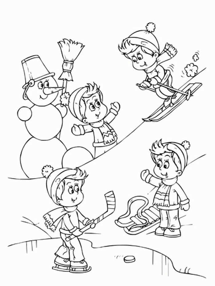 Snow Activities Coloring Page