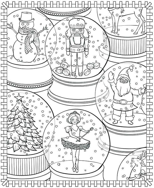 Snow Globe Santa Christmas Coloring Page