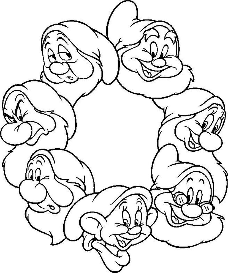 Snow White And The 7 Dwarfs Coloring Pages