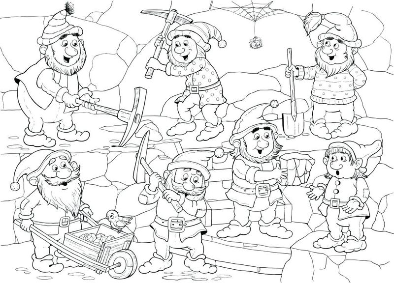 Snow White And The Seven Dwarfs Coloring Pages To Print