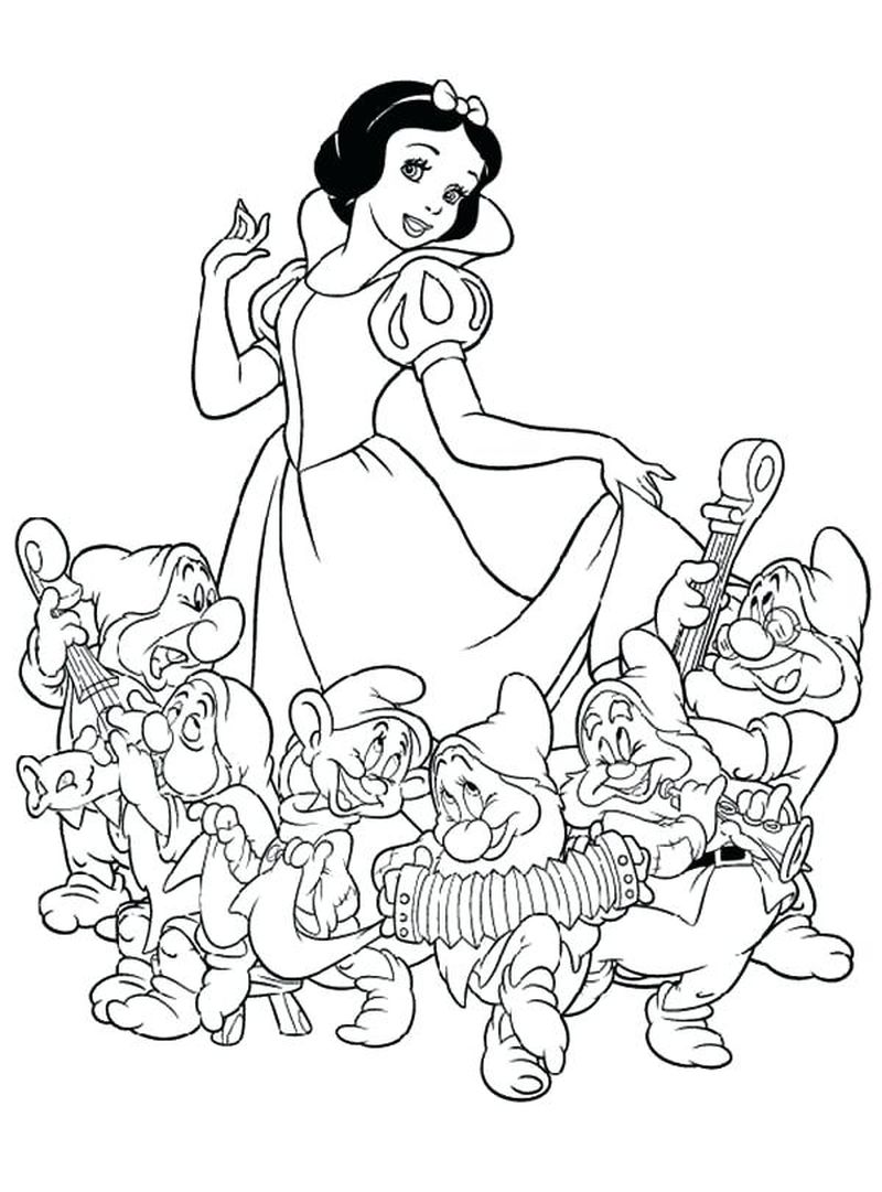 Snow White Dwarfs Coloring Pages