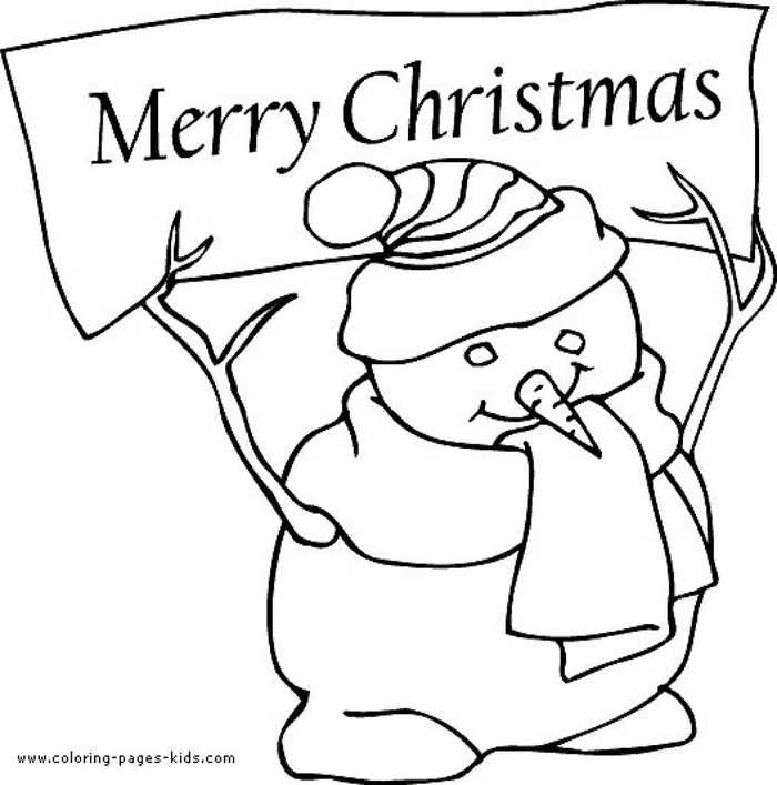 Snowman Merry Christmas Coloring Pages