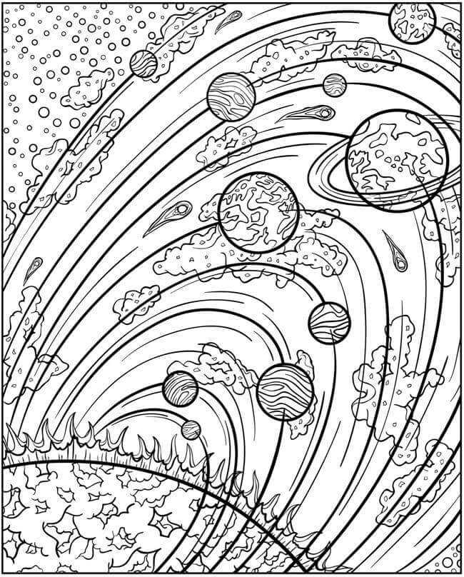 Solar System Orbit Coloring Page