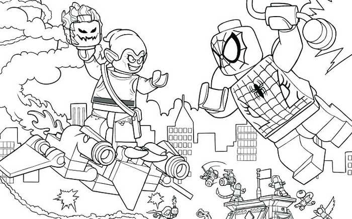 Spiderman Goblin Lego Avengers Coloring Pages