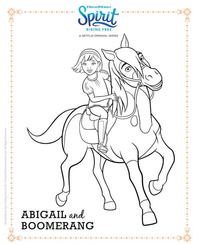 Spirit Riding Free Coloring Page Abigail And Boomerang