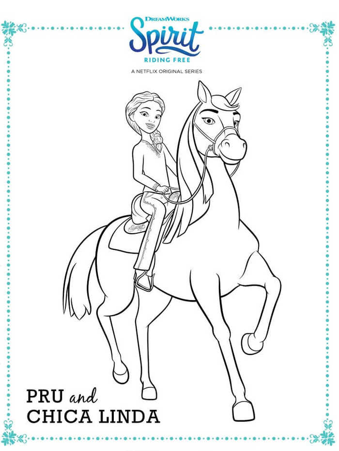 Spirit Riding Free Coloring Pru And Chica